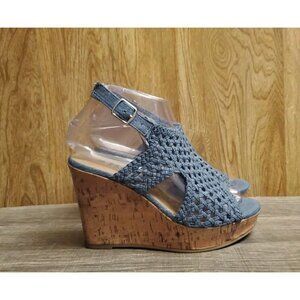 Mudd Casual Woven Strappy Slingback Wedge Sandals Womens Size 6.5 Blue